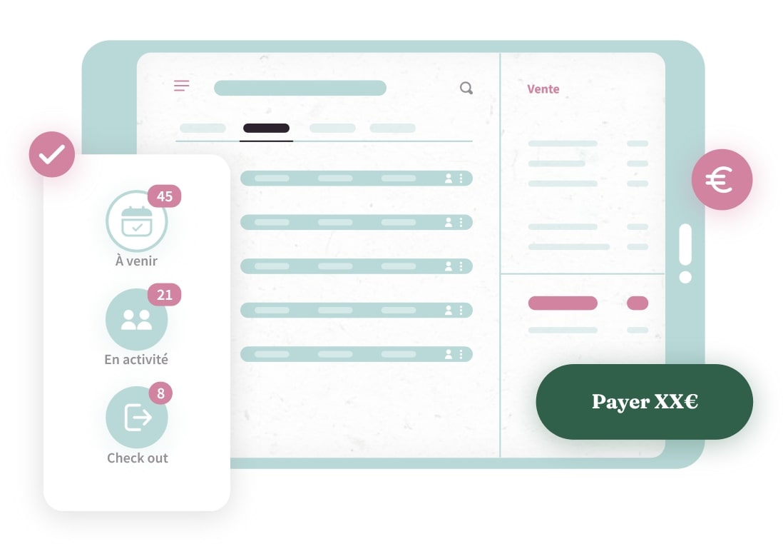 Check in et check out Tablette avec détails de réservation
