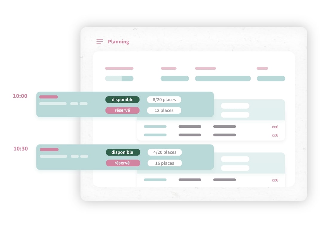 Gestion des ressources et disponibilités Tableau pour gérer les disponibilités