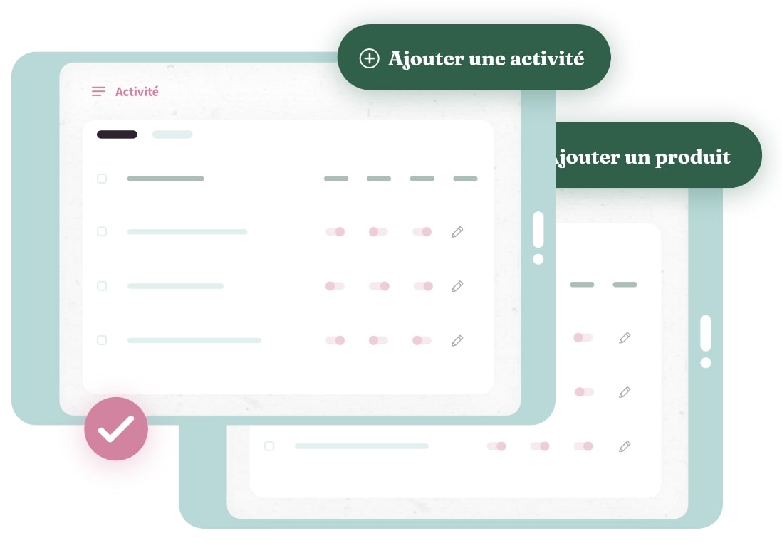 Catalogue illimité deux tablettes avec des listes d'activités